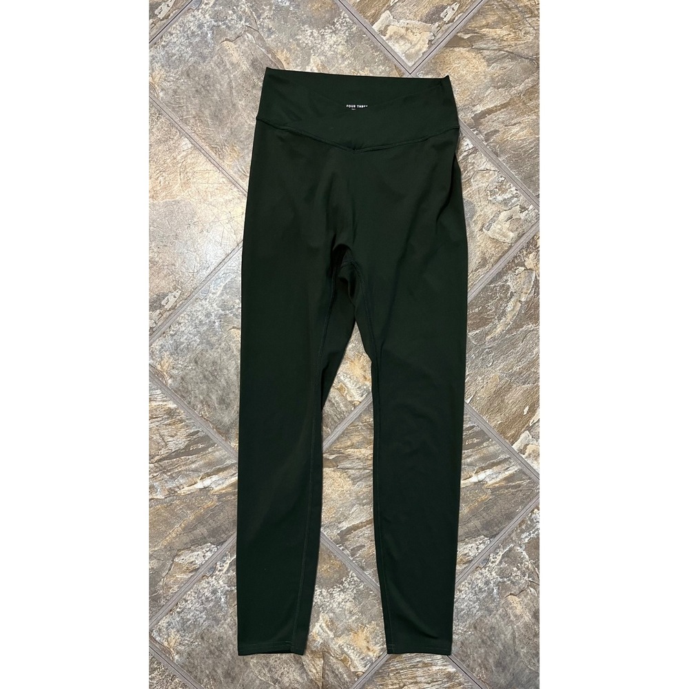 437 Four Three Seven Leggings Womens Medium Green Crossover V-Waist